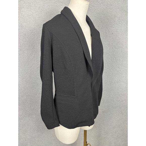 Bar III Women's Black Open-Front Ruched 3/4 Sleeve Knit Blazer Black Small NWT's - Picture 3 of 8